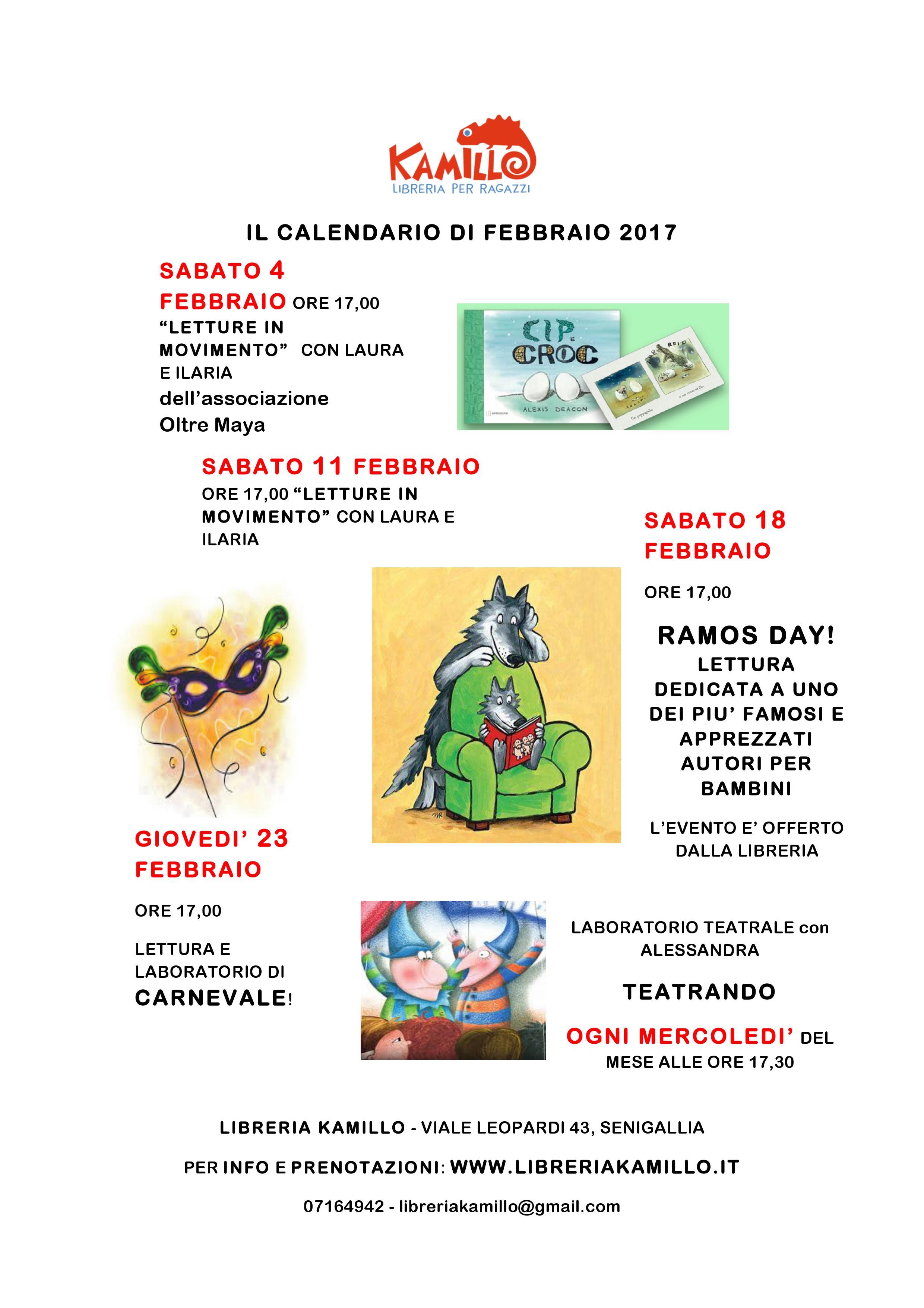 calendario febbraio libreria Kamillo