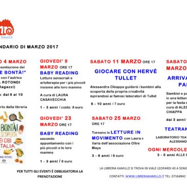 Calendario eventi del mese di marzo 2017